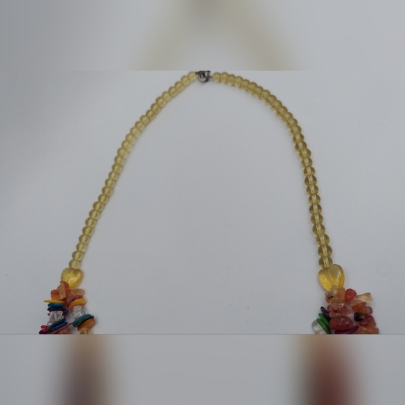 Multi-stone multi-color three strand statement necklace - Picture 9 of 9